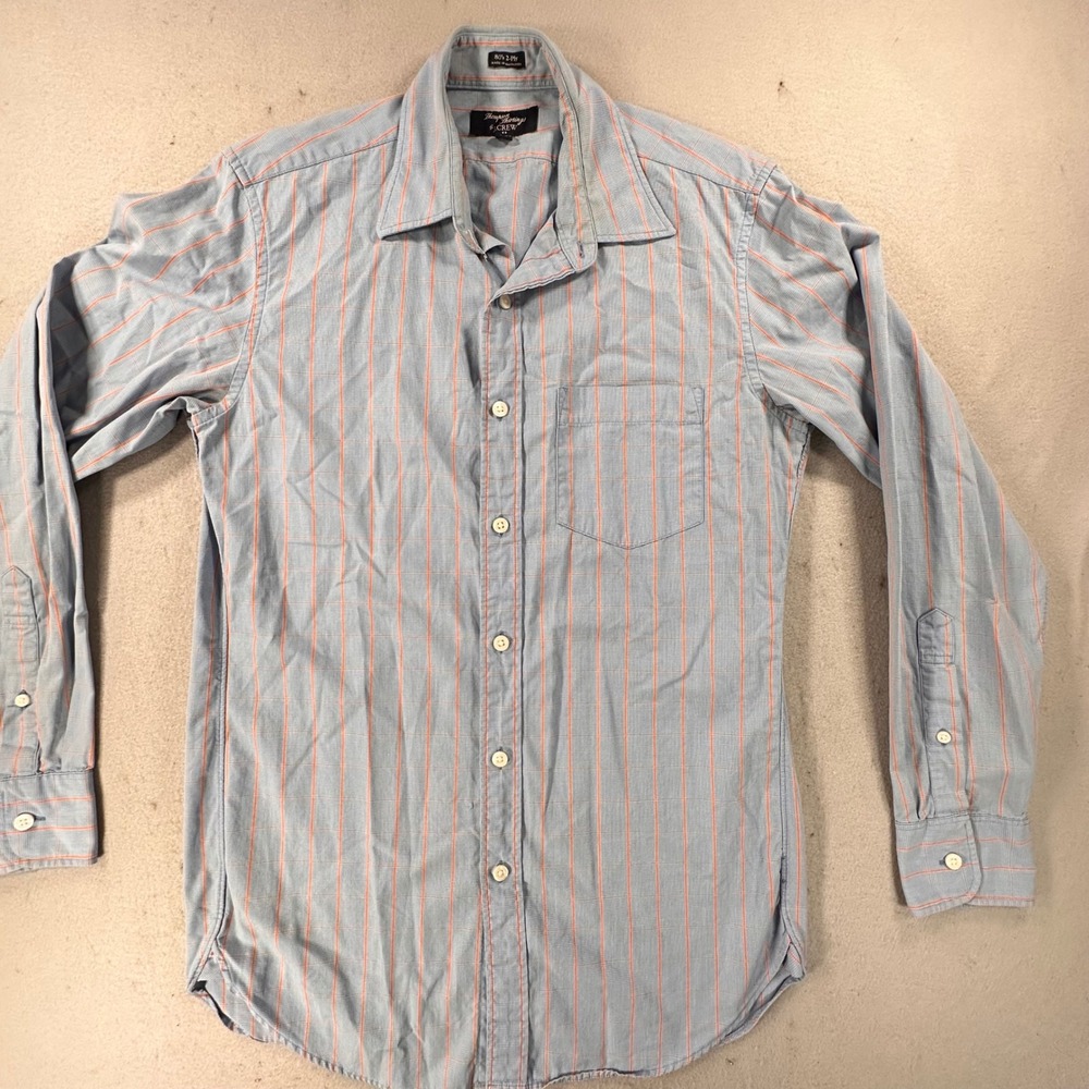 J.Crew Mens Thompson Shirtings Blue Orange Striped Cotton Button Down Shirt S